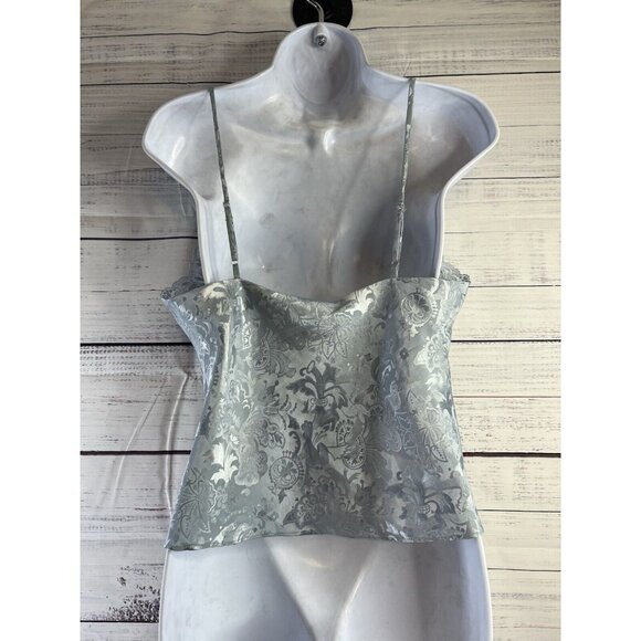 Victoria's Secret Gold Label Vintage Medium Blue Satin Button Lace Camisole Y2K - Picture 6 of 10